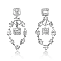 Lab Created Sterling Silver White Gold Plating with Clear Cubic Zirconia Modern Chandelier Earrings