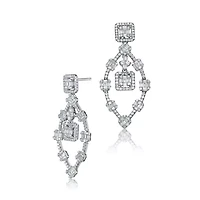 Lab Created Sterling Silver White Gold Plating with Clear Cubic Zirconia Modern Chandelier Earrings