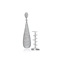 Lab Created Sterling Silver White Gold Plating with Clear Cubic Zirconia Solid Elongated Earrings