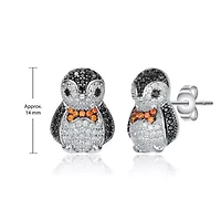 Lab Created Sterling Silver White Gold Plated with Multi Colored Cubic Zirconia Stud Earrings