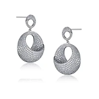 Lab Created Sterling Silver White Gold Plating with Clear Cubic Zirconia Overlap Circle Earrings