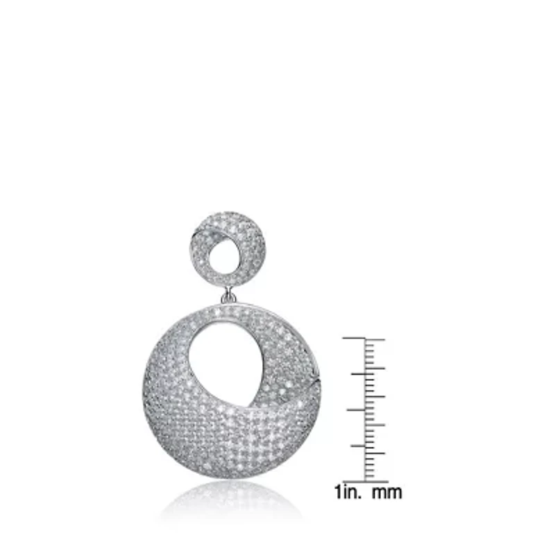 Lab Created Sterling Silver White Gold Plating with Clear Cubic Zirconia Overlap Circle Earrings