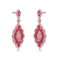 Lab Created 18K Rose Gold Plated with Ruby Red Cubic Zirconia Accent Dangle Earrings