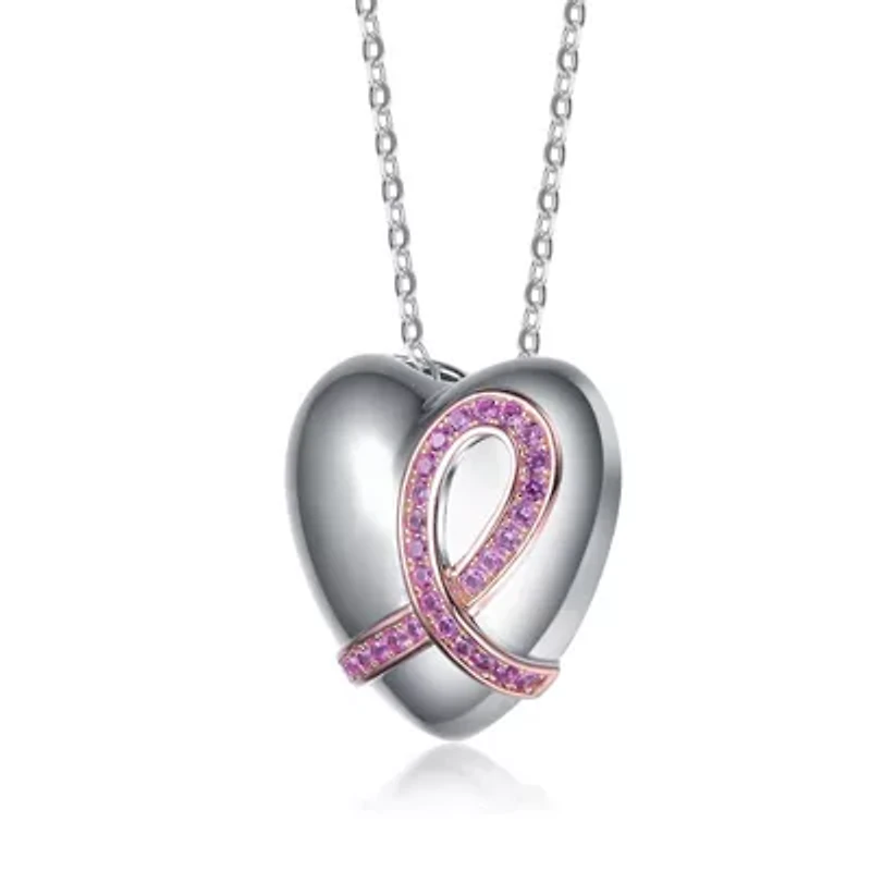 Lab Created Teens Two Tone with Infinity Pink Cubic Zirconia Heart Necklace