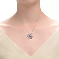 Lab Created Teens Two Tone with Infinity Pink Cubic Zirconia Heart Necklace