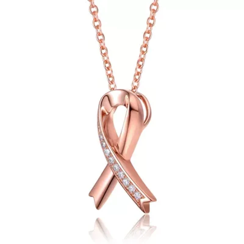 Lab Created Teens/Young Adults 18K Rose Gold Plated with Clear Cubic Zirconia Infinity Pendant