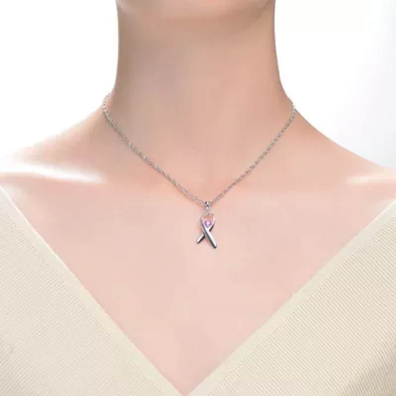 Lab Created Teens/Young Adults White Gold Plated Purple Stone in Infinity Pendant