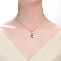 Lab Created Teens/Young Adults White Gold Plated Purple Stone in Infinity Pendant