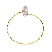 Lab Created Sterling Silver 14K Gold Plating with White Freshwater Pearl Bypass Bracelet
