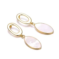 Lab Created Sterling Silver 14K Gold Plated with White Pearl Drop Earrings