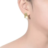 Lab Created Sterling Silver 14K Gold Plated with White Genuine Freshwater Round Pearl Unique Earrings