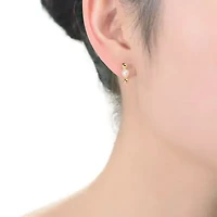 Lab Created Sterling Silver 14K Gold Plated with 5.5MM Freshwater Pearls Ball Earrings