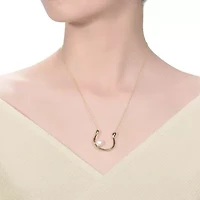 Lab Created 14K Gold Plated with White Genuine Freshwater Pearl “U” Necklace