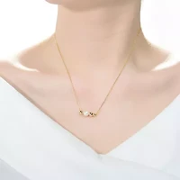 Lab Created Sterling Silver 14K Gold Plated with White 6MM Fresh Water Pearl Necklace
