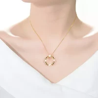 Lab Created Sterling Silver 14K Gold Plated with White 4-5MM Fresh Water Pearl Round Pendant Necklace