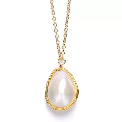 Lab Created Rozzato Sterling Silver 14K Gold Plated with Genuine Freshwater Pearl Pendant Necklace