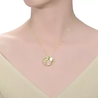Lab Created Sterling Silver 14K Gold Plated with White Genuine Freshwater Round Pearl Pendant Necklace