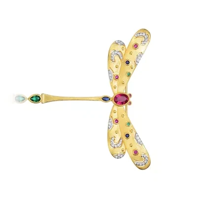 Lab Created Rozzato Two-Tone with Ruby Red Cubic Zirconie Floral Pin