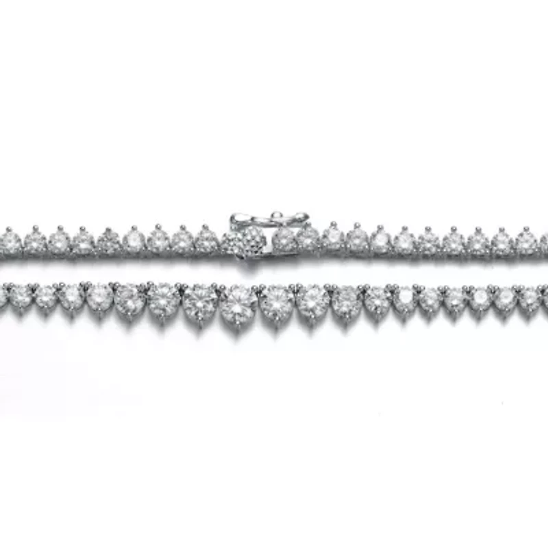 Lab Created Rozzato White Gold Plated with 4mm Clear Cubic Zirconia Tennis Necklace