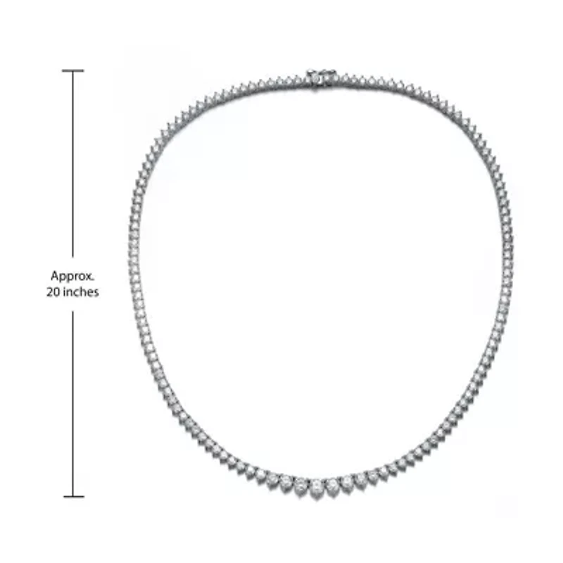 Lab Created Rozzato White Gold Plated with 4mm Clear Cubic Zirconia Tennis Necklace