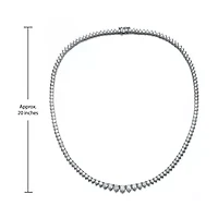 Lab Created Rozzato White Gold Plated with 4mm Clear Cubic Zirconia Tennis Necklace