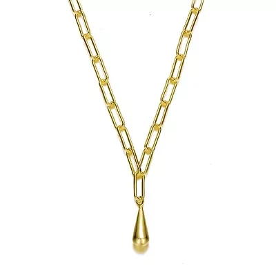 Lab Created 14K Gold Plated PaperClip Charm Necklace for Kids/Teens
