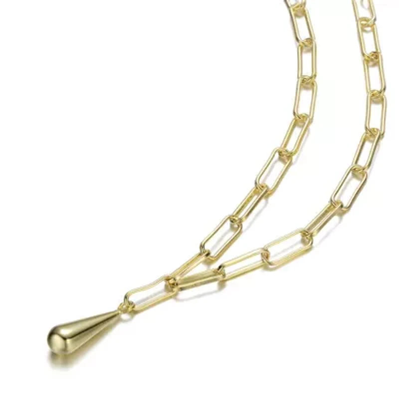 Lab Created 14K Gold Plated PaperClip Charm Necklace for Kids/Teens