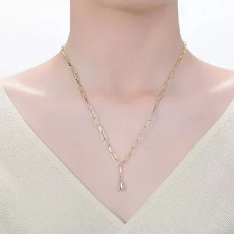 Lab Created 14K Gold Plated PaperClip Charm Necklace for Kids/Teens