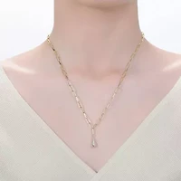 Lab Created 14K Gold Plated PaperClip Charm Necklace for Kids/Teens