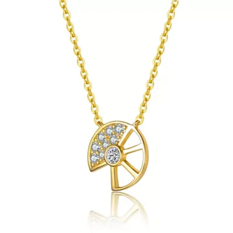 Lab Created 14K Gold Plated with Clear Cubic Zirconia Cubic Zirconia Charm Necklace for Kids/Teens
