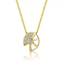 Lab Created 14K Gold Plated with Clear Cubic Zirconia Cubic Zirconia Charm Necklace for Kids/Teens