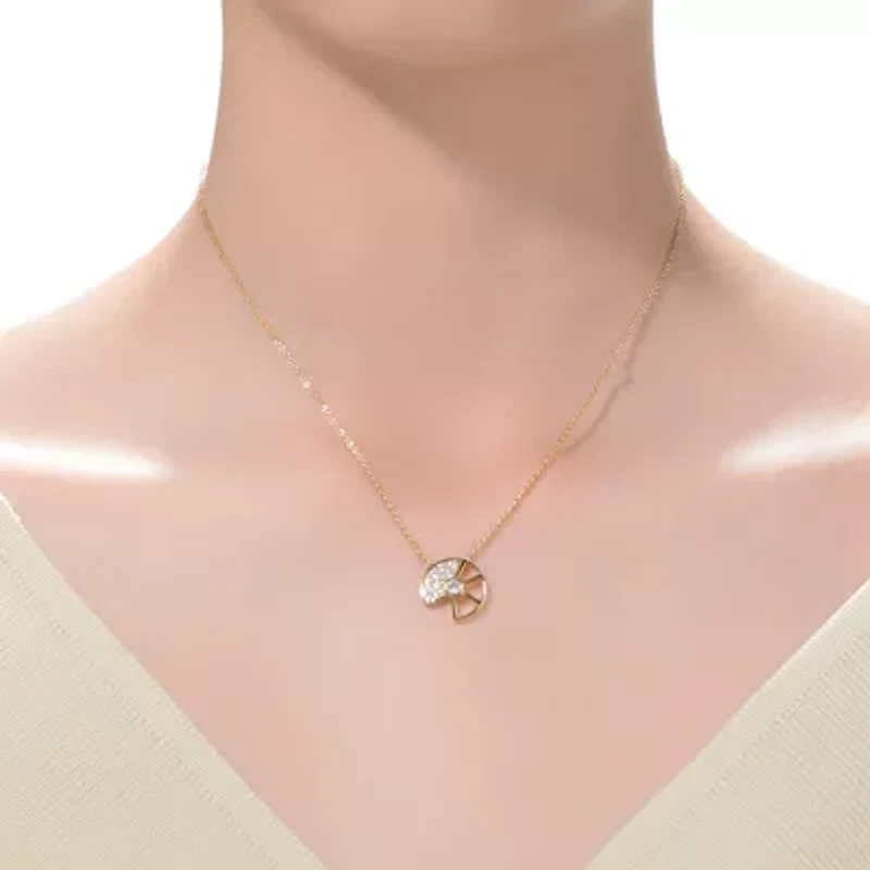Lab Created 14K Gold Plated with Clear Cubic Zirconia Cubic Zirconia Charm Necklace for Kids/Teens