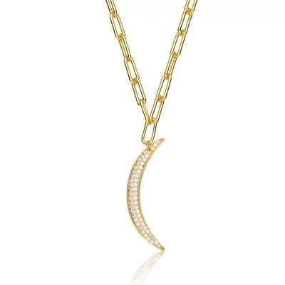 Lab Created 14K Gold Plated with Clear Cubic Zirconia Charm Necklace Kids/Teens