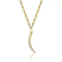 Lab Created 14K Gold Plated with Clear Cubic Zirconia Charm Necklace Kids/Teens