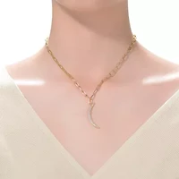 Lab Created 14K Gold Plated with Clear Cubic Zirconia Charm Necklace Kids/Teens