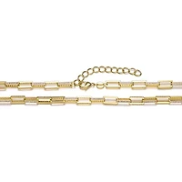 Lab Created 14K Gold Plated with Clear Cubic Zirconia Link & Chain Necklace