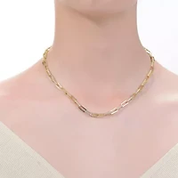 Lab Created 14K Gold Plated with Clear Cubic Zirconia Link & Chain Necklace