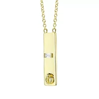 Lab Created 14K Gold Plated with Clear Cubic Zirconia Bar Necklace for Kids/Teens