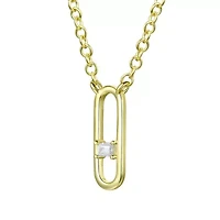 Lab Created 14K Gold Plated with Clear Baguette Cubic Zirconia Modern Necklace for Kids/Teens