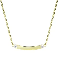 Lab Created 14K Gold Plated with Clear Cubic Zirconia Small Curved Bar Necklace