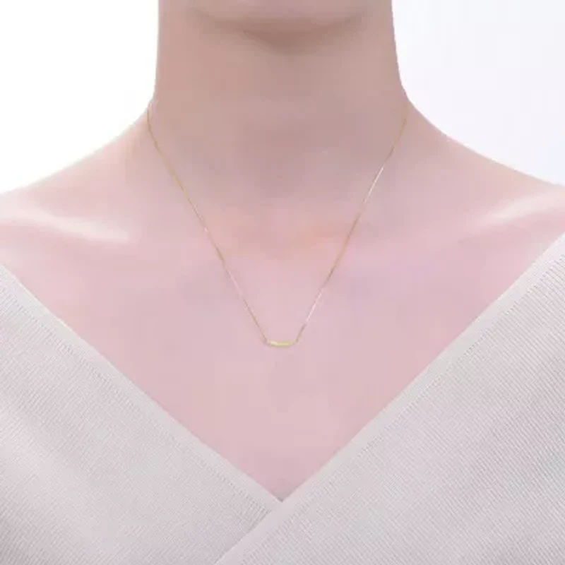 Lab Created 14K Gold Plated with Clear Cubic Zirconia Small Curved Bar Necklace