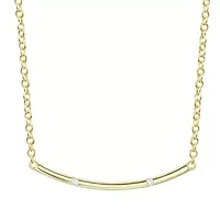 Lab Created 14K Gold Plated with Clear Cubic Zirconia Long Curved Bar Necklace