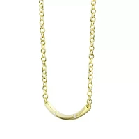 Lab Created 14K Gold Plated with Clear Cubic Zirconia Long Curved Bar Necklace
