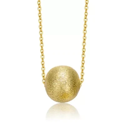 Rozzato 14K Gold-Plated Textured Ball Necklace with Link Chain for Kids