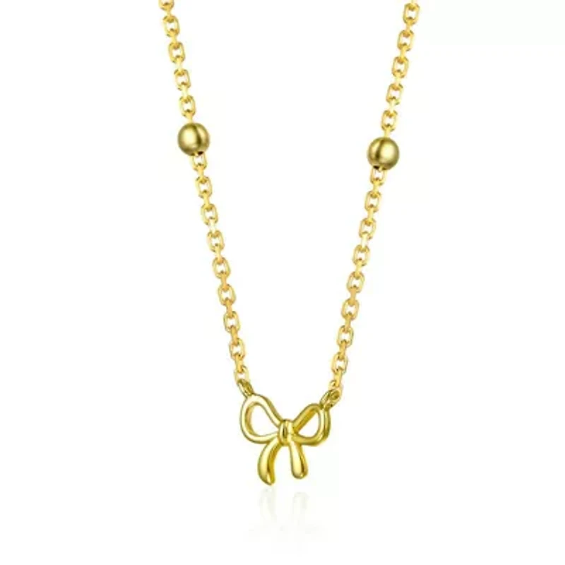 Lab Created 14K Gold Plated Ribbon Necklace for Kids
