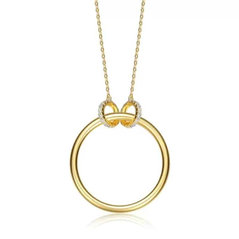 Lab Created 14K Gold Plated Hollow Circle Pendant Necklace