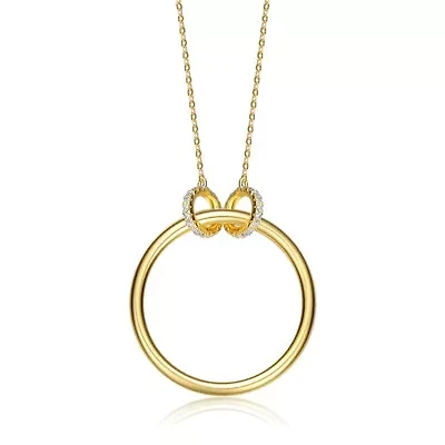 Lab Created 14K Gold Plated Hollow Circle Pendant Necklace