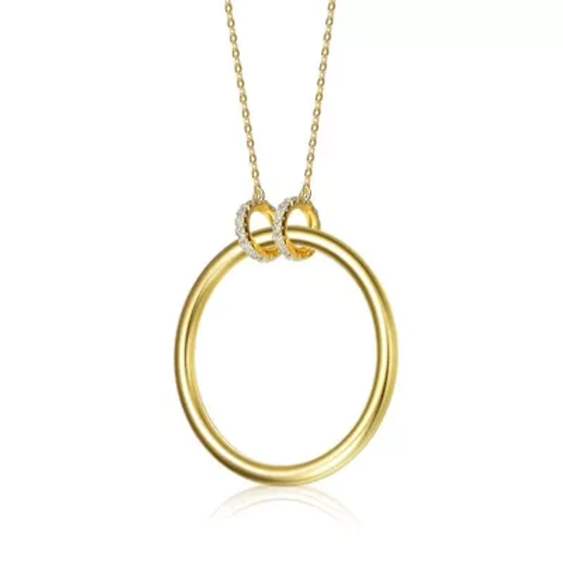 Lab Created 14K Gold Plated Hollow Circle Pendant Necklace