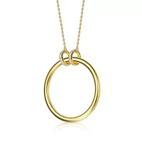 Lab Created 14K Gold Plated Hollow Circle Pendant Necklace