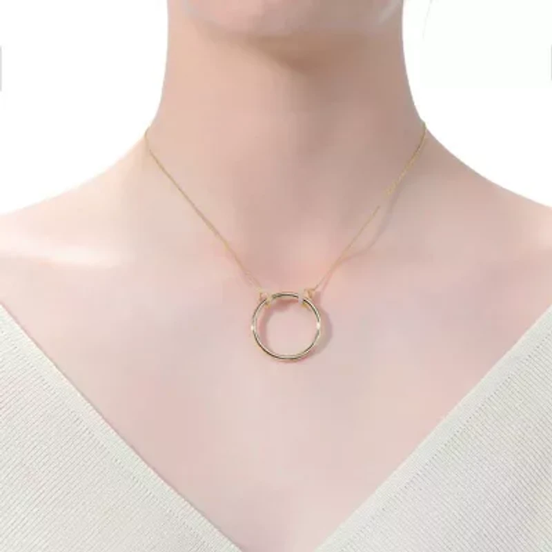 Lab Created 14K Gold Plated Hollow Circle Pendant Necklace